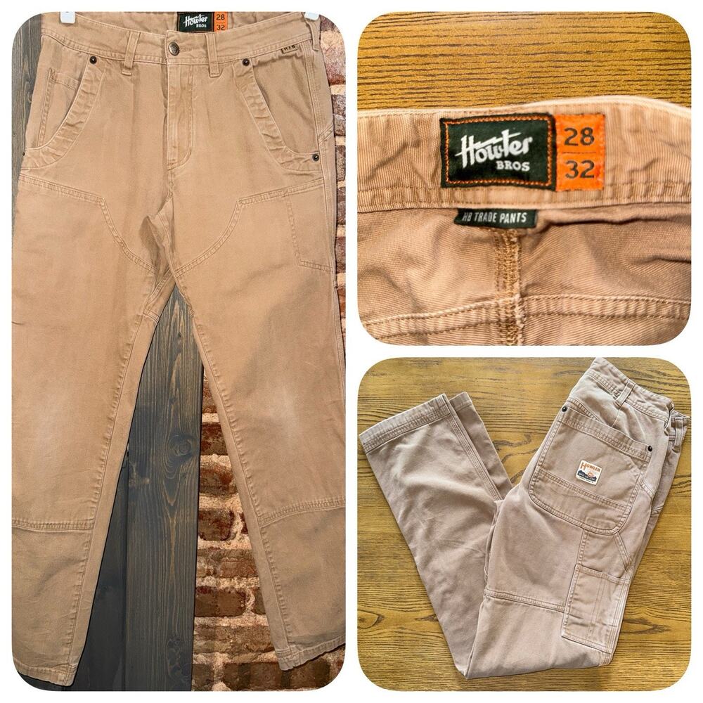 Howler Bros Trade Pants 30x31 Duck Brown Stretch Double Knee Kick Cool Fades EUC